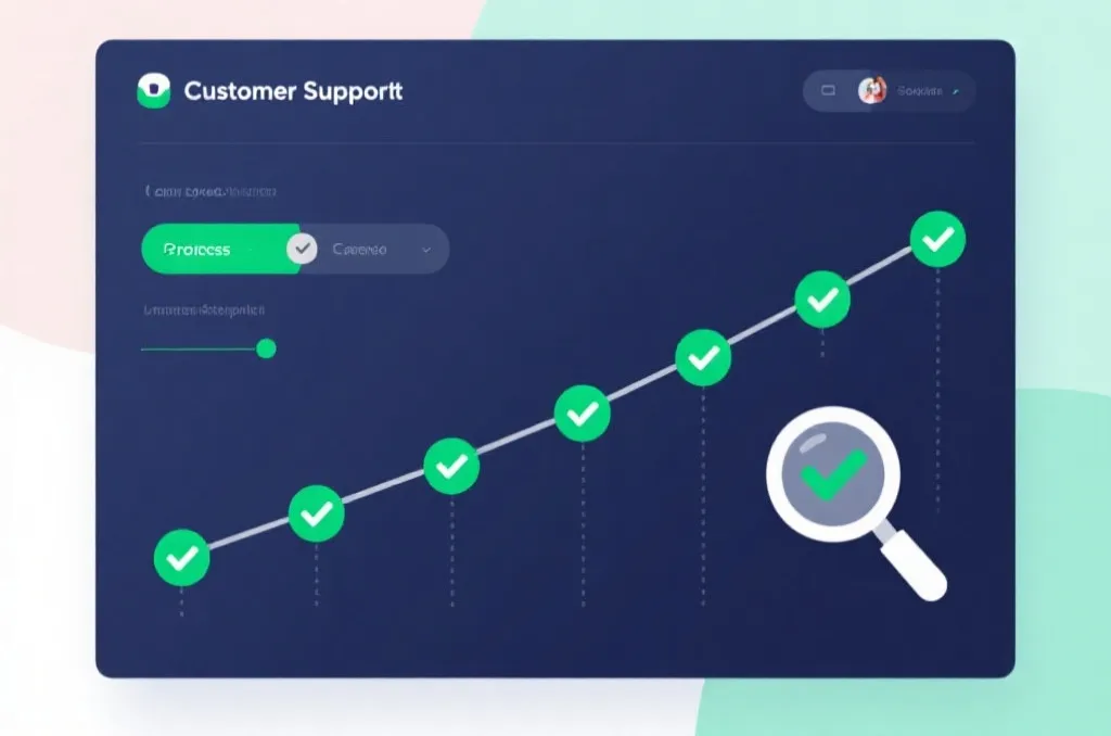Abstract flat vector illustration of a customer support progress timeline and checklist